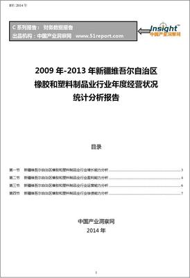2009-2013年新疆維吾爾自治區(qū)橡膠和塑料制品業(yè)行業(yè)經(jīng)營狀況分析年報(bào)